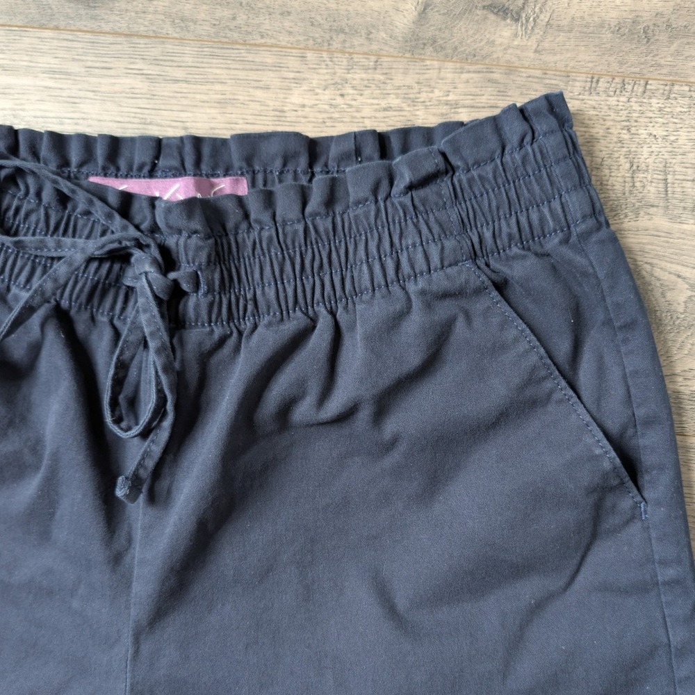 Gloria Vanderbilt Navy Blue Paperbag Waist Shorts Size 6 Elastic Drawstring - Picture 4 of 8